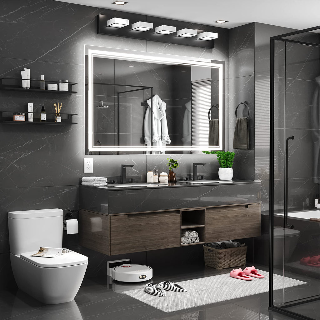 60x36 LED Bathroom Mirror with Lights, Backlit+Front Lit, Anti-Fog