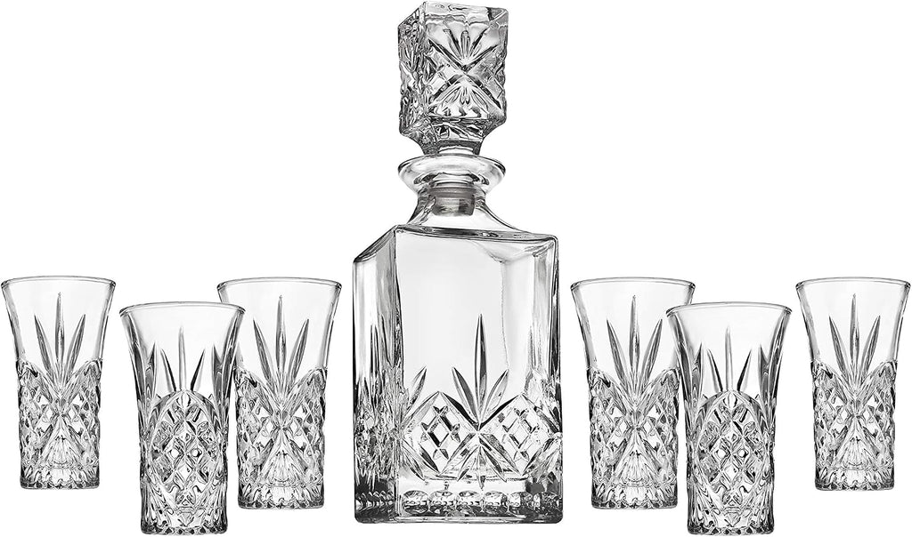 Mini Whiskey Decanter and Shot Glasses Barware Set - 10oz Decanter for Scotch Wine or Vodka - Dublin Collection