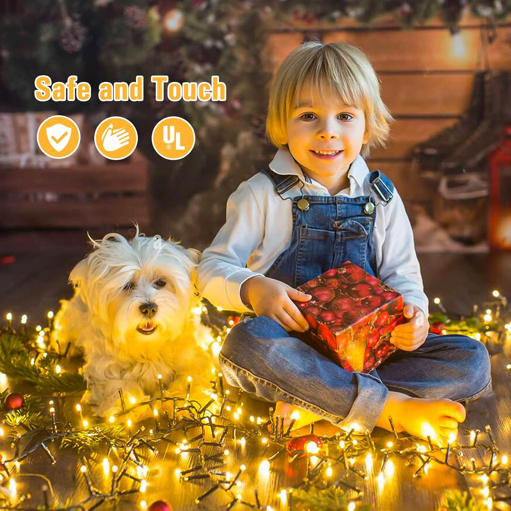 1000 LED 50ft Cluster Lights, Warm White Christmas Lights