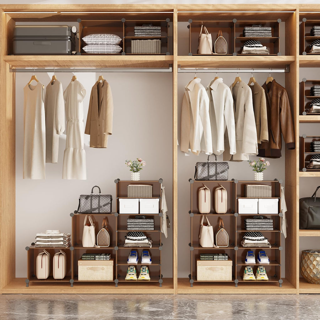 Closet Organizer 6 Cube Storage Shelves, Cocoa Brown