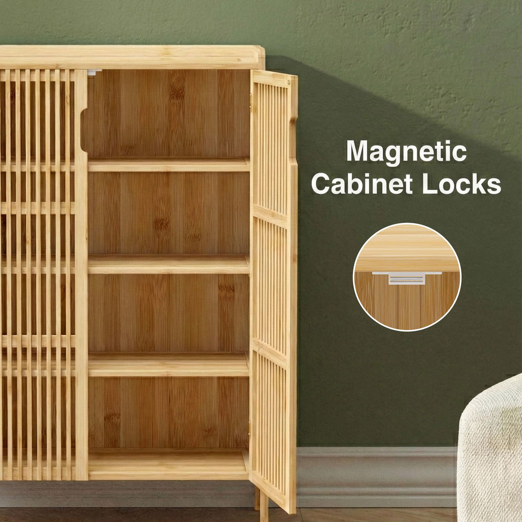 Bamboo Shoe Storage Cabinet with Doors, Hidden Shoe Organizer