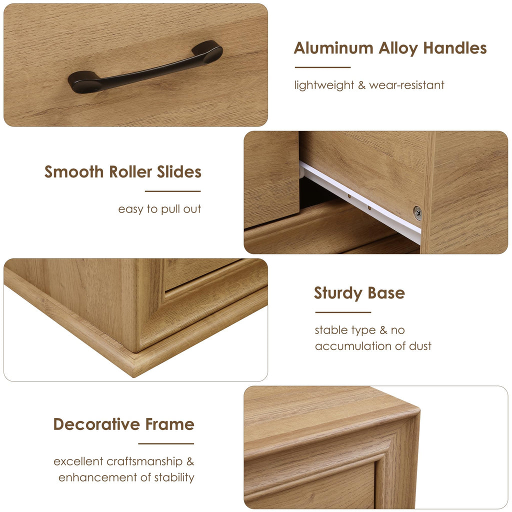 Farmhouse Oak 6 Drawer Dresser, 53'' Tall Dresser & Chest of Drawers