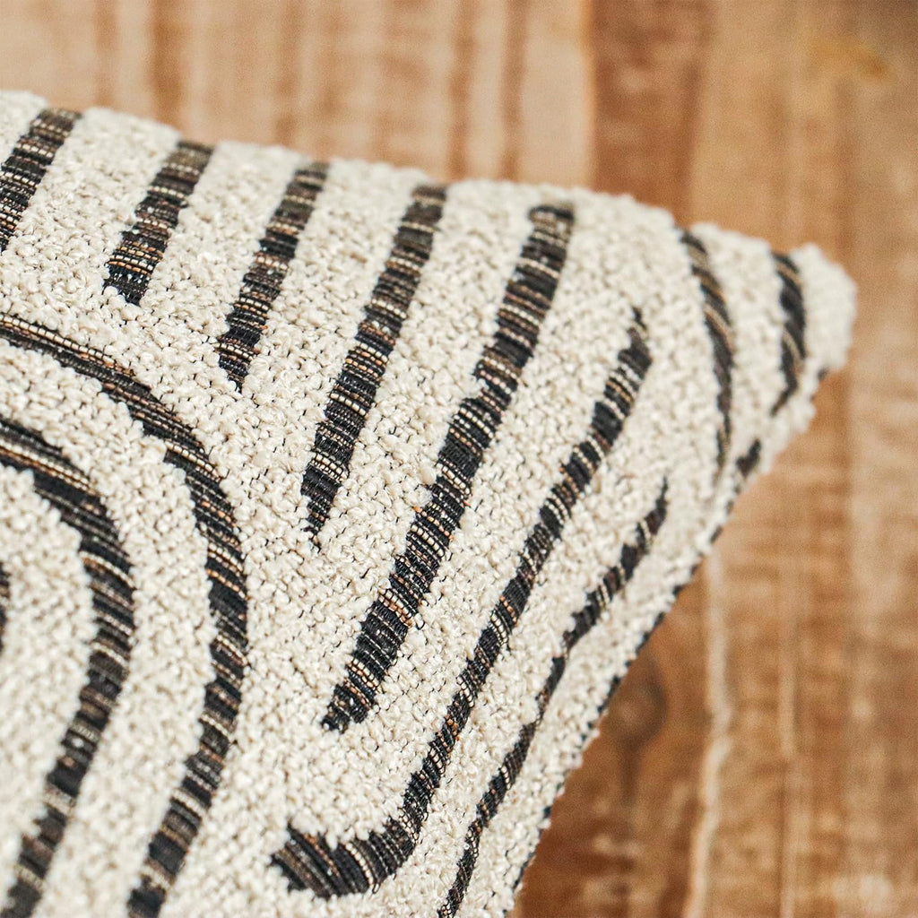 Geometric Textured Throw Pillow Cover, Modern Accent Arc Pattern Decorative Square Cushion Case for Couch Sofa
