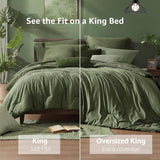 Monbix King Comforter Set, Olive Green King Bed Set Reversible, King Comforter Set 7 Pieces