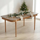 Mid-Century 63 Inch Solid Wood Dining Table for 4-6, Retro Farmhouse Kitchen Table with Large Tabletop, Modern Table