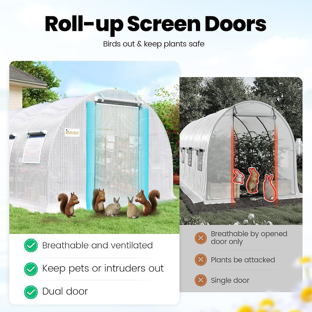 Premium 20x6.6x6.6FT Greenhouse for Outdoors Large Walk- | Upgraded Zipper Galvanized Metal Frame Mesh Door Screen