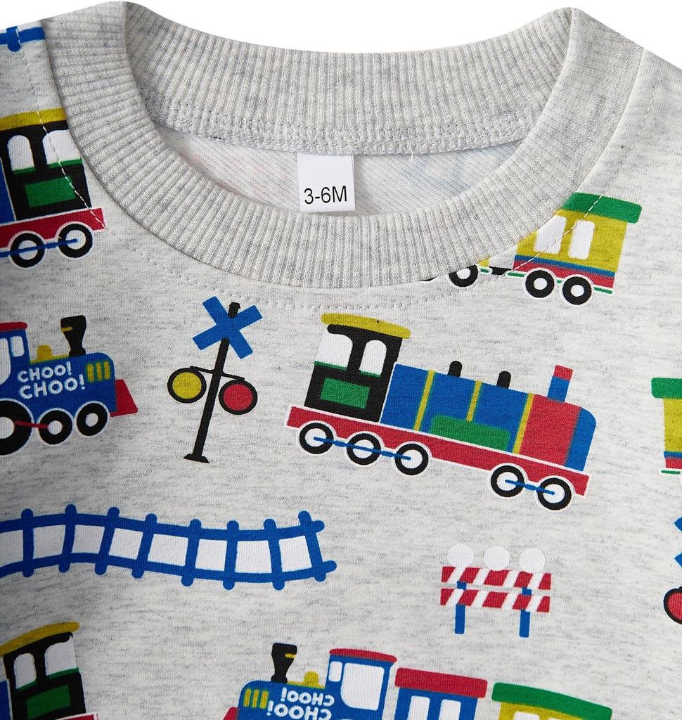Baby Boy Fall Winter Outfit Monster Truck Sweatshirt Pants Set