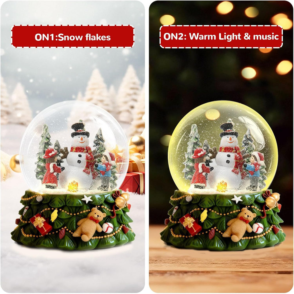 8.25 Inch Height Christmas Snow Globe with Light up Musical Snowflakes Holiday Decoration, Snowman Oversized Resin