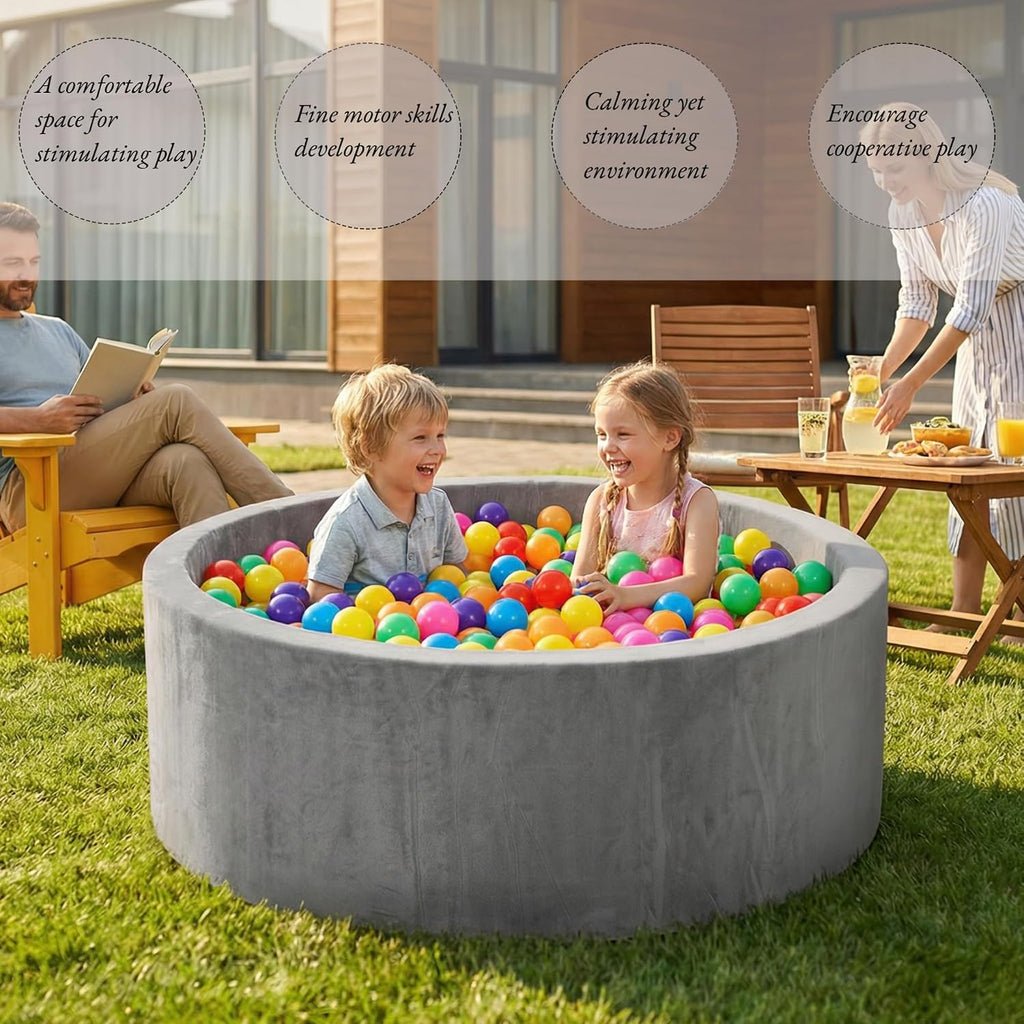 Baby Foam Ball Pit, 35.4"x 11.8" Ball Pits for Toddlers,Grey
