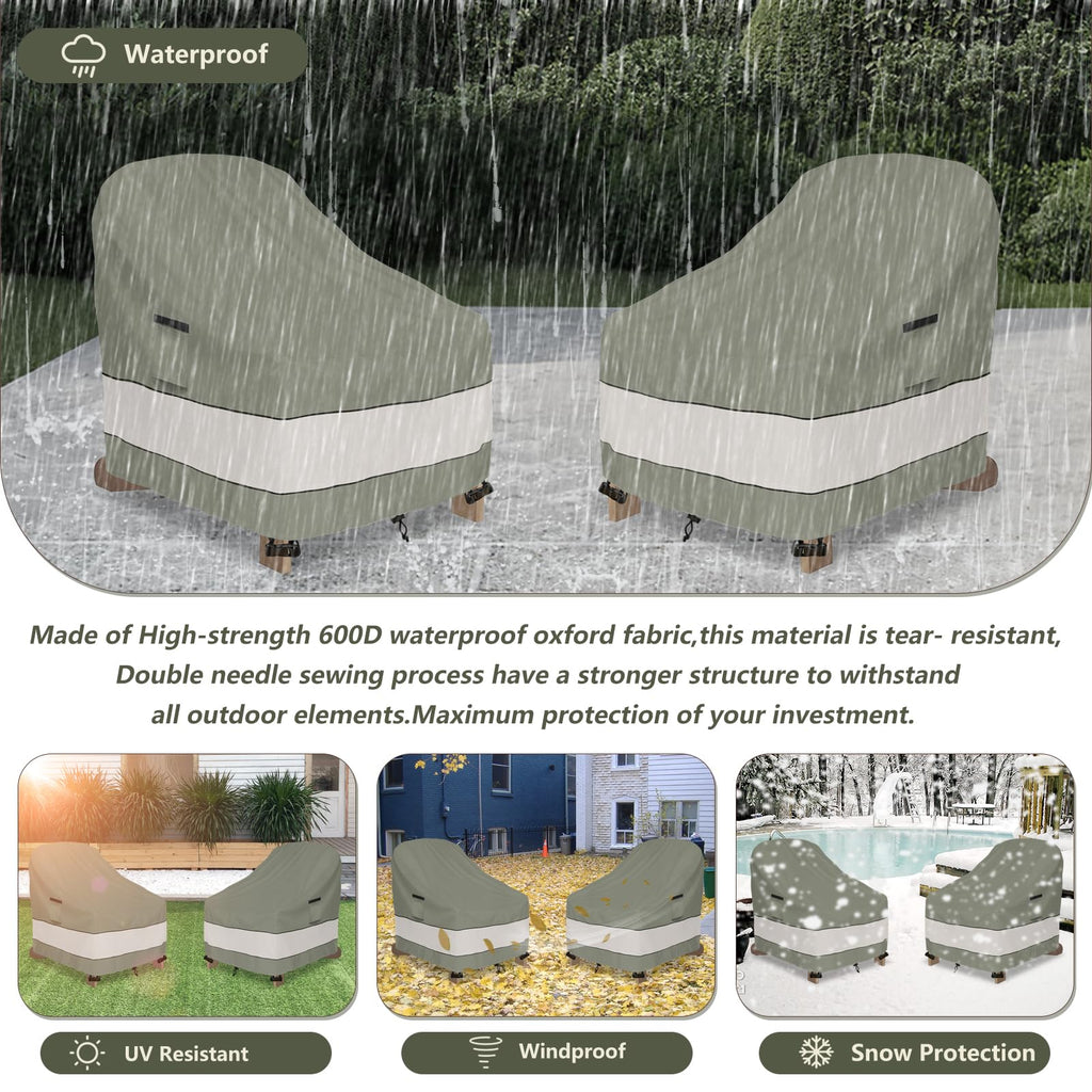 Outdoor Adirondack Chair Cover 2 Pack, Waterproof 100%, 32W x 35D x 36H inch, Patio Adirondack Chair Cover for Outdoor