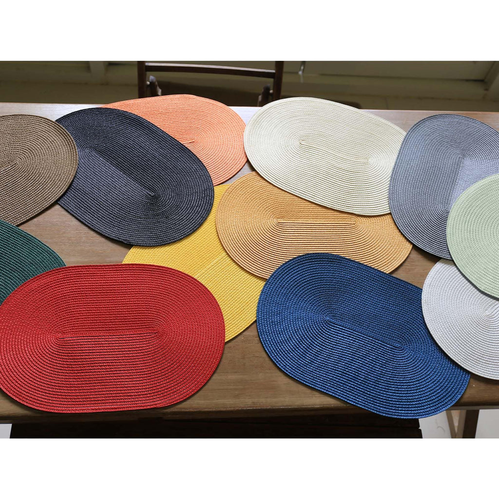 Oval Braided Placemats Set of 8 Flat Packed 12 x 17.5 Inch Black