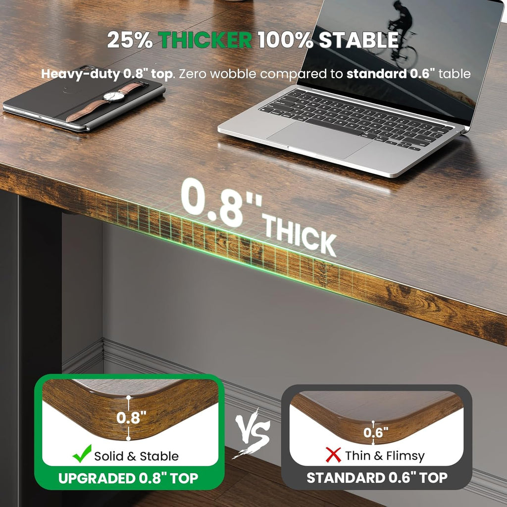 48 x 24 Inch Electric Standing Desk, 0.8 Inch Thick Tabletop | Smooth Height Adjustment, 200lbs Stability, 3 Memory