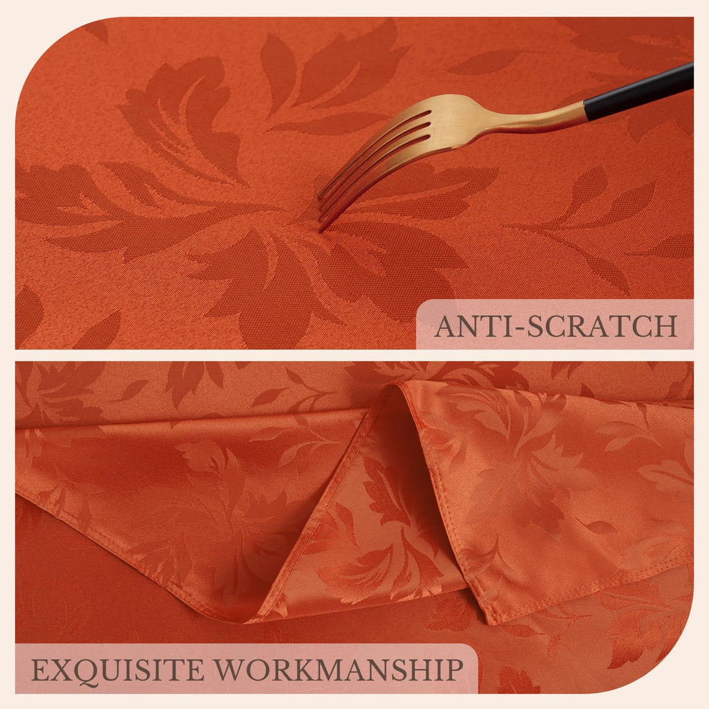 Fall Jacquard Round Tablecloth, Thanksgiving Dining Decor