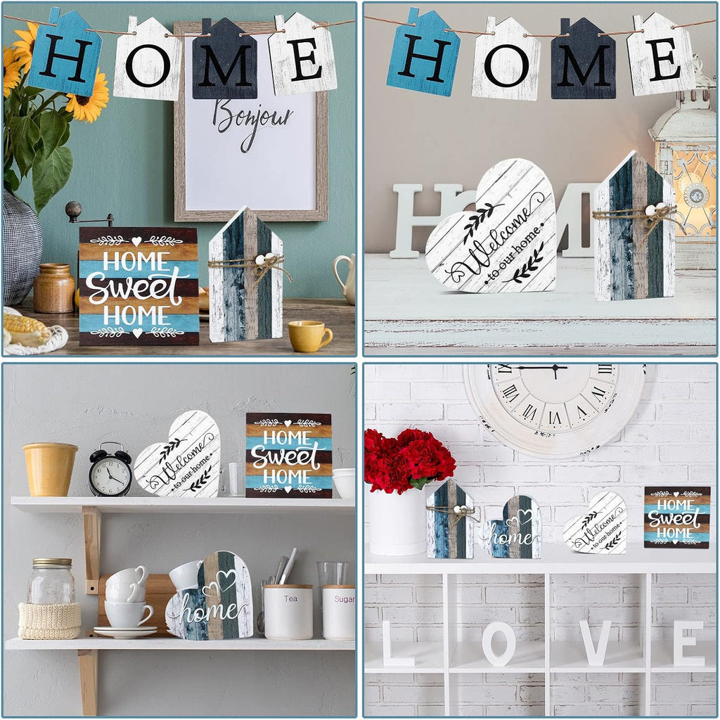 Farmhouse Tiered Tray Decor Farmhouse Home Decor Mini Signs Rustic Tiered Tray Signs Home Wood Sign Cutting - Set of 10