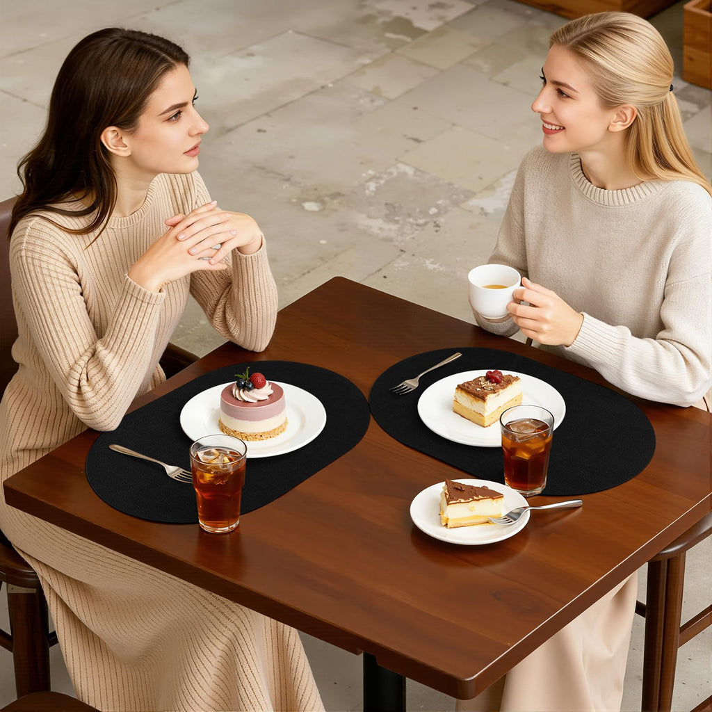 Heat Resistant Oval Placemats Set of 4, Black