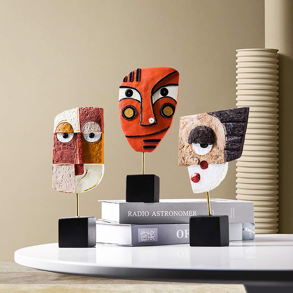 Smile - Handcrafted Statues Resin Abstract Sculpture Decor Modern, African Art Tribal Figurines Decorations Items