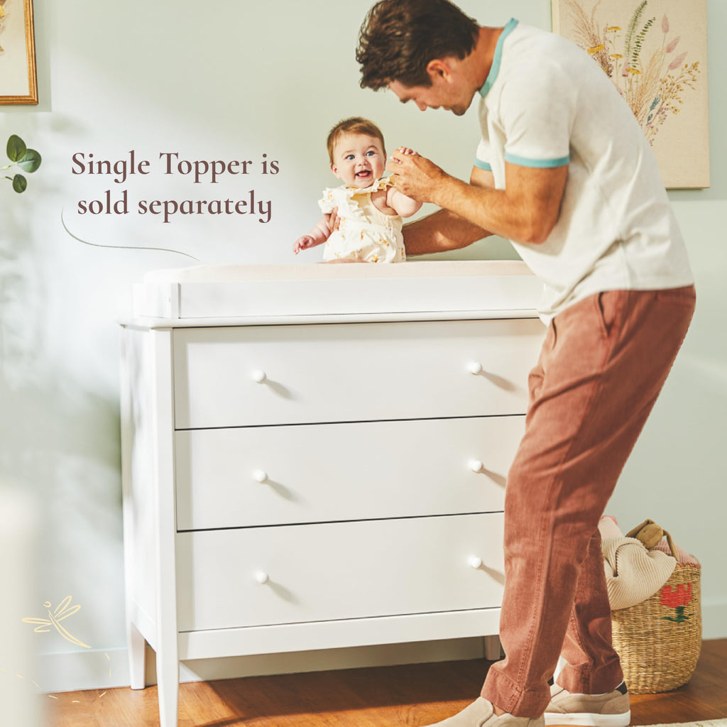 Clover 3 Drawer Dresser, White/Whitewash Natural