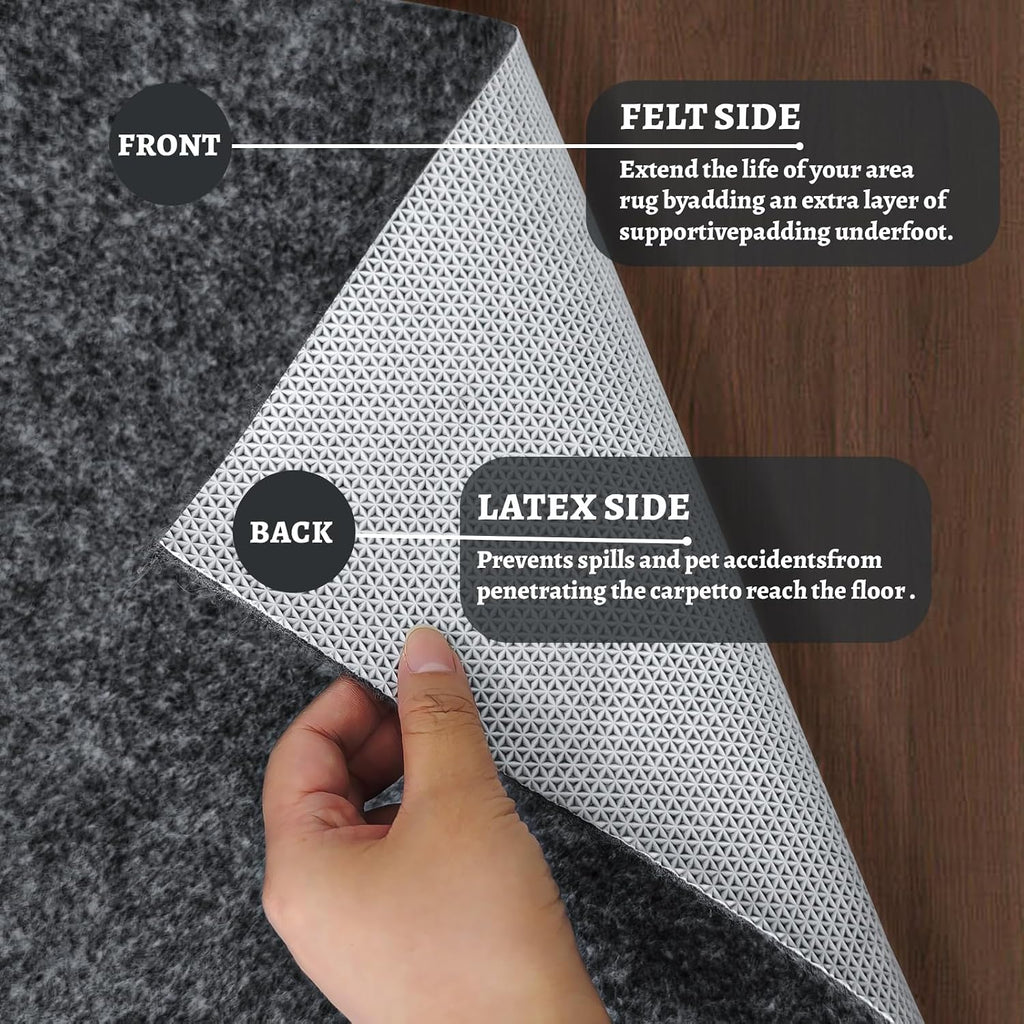 100% Waterproof Rug pad, 9x12 ft Area Rug Non-Slip Rug Pads, 1/4" Thick Carpet Pads for All Floors and finishes, Felt - Set of 108