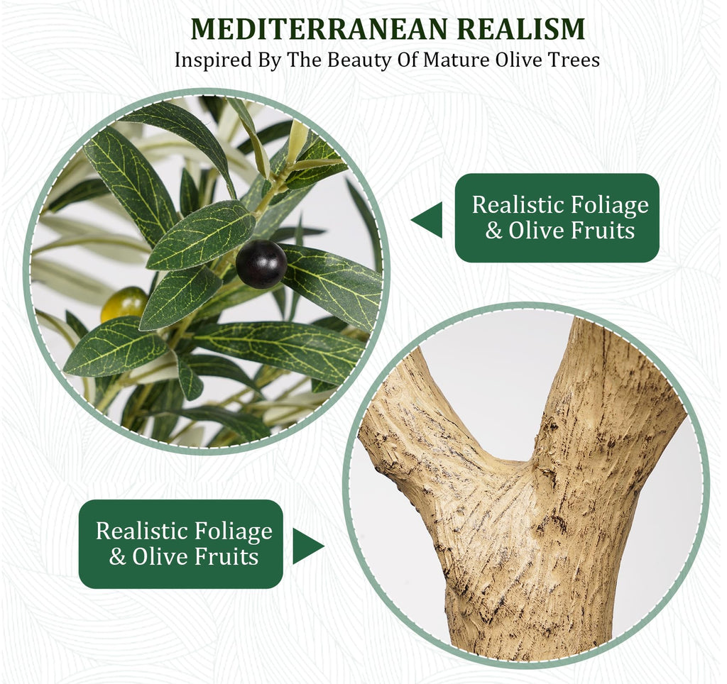 8FT Artificial Olive Tree with Thick Trunk & Realistic Leaves