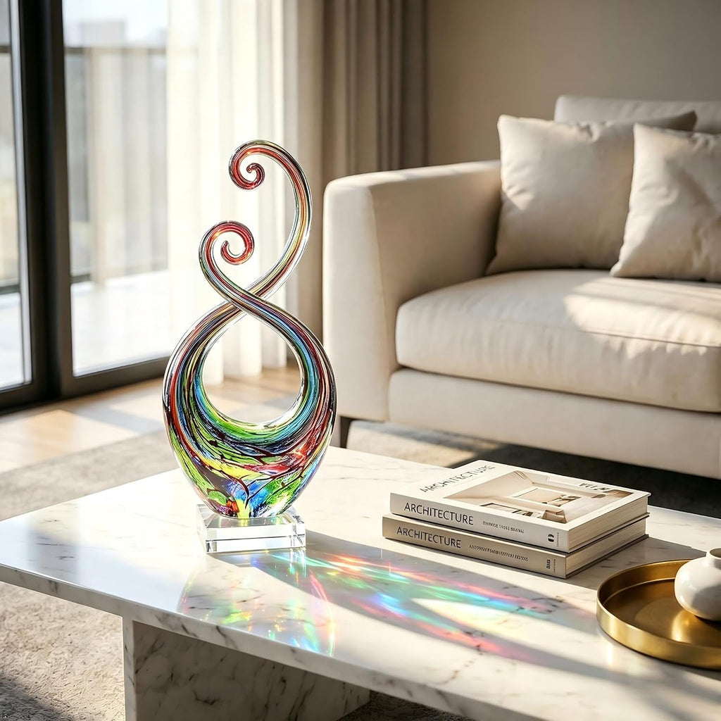 14in Hand Blown Murano Style Abstract Swirl Glass Sculpture Home Decor - Set of 60