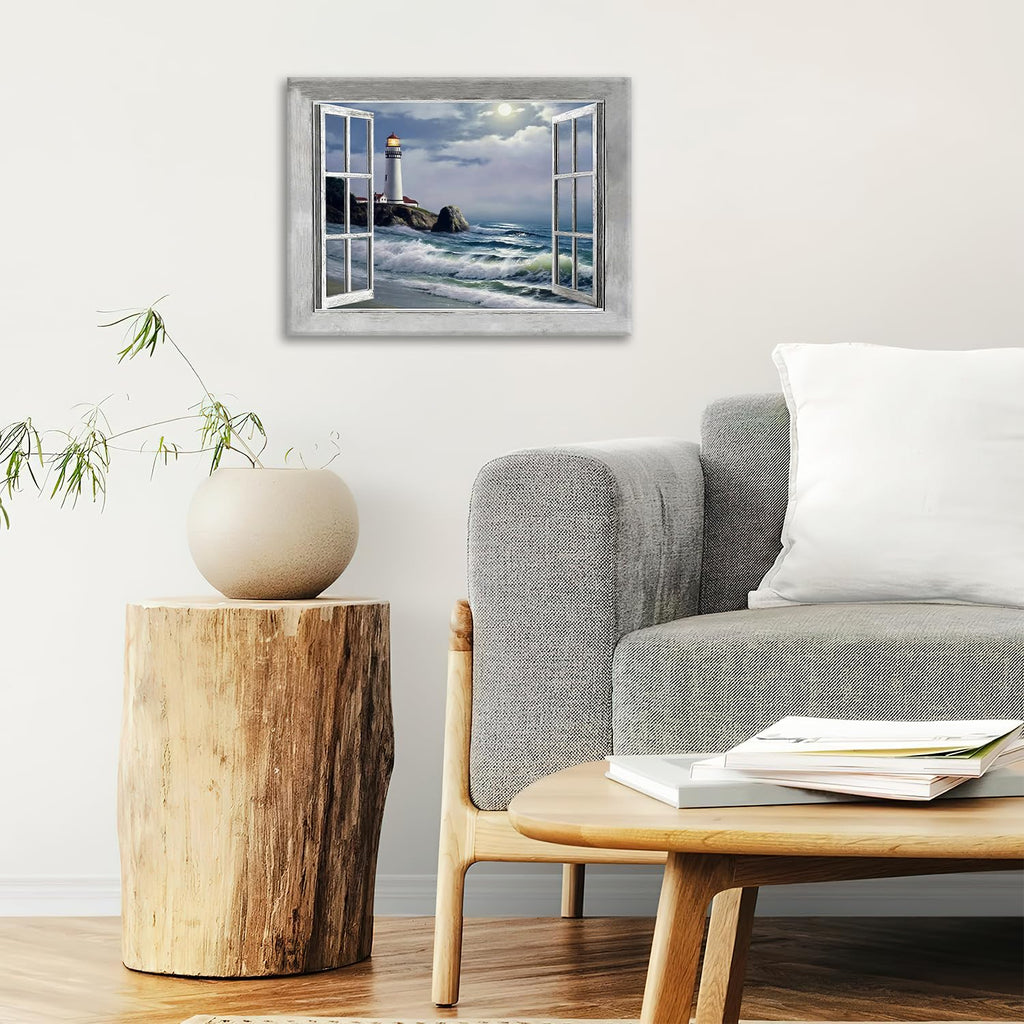 Lighthouse Coastal Canvas Wall Art Print Painting Framed ArtWork 16"x20"