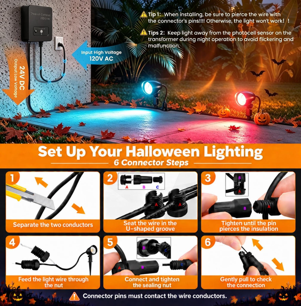 Low Voltage Landscape Lighting Kit, 20W Outdoor Spotlight 6Pack
