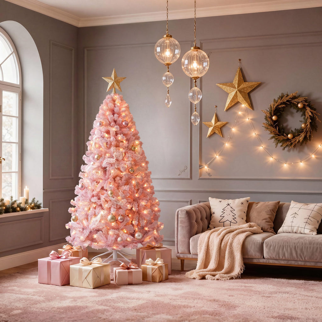 6ft Pre-lit Pink Christmas Tree with Warm-White Lights