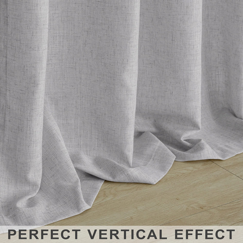 102 Inch Curtains Bedroom 2 Panels Rod Pocket Long Drapes Light Filter Semi Sheer Linen Light Grey Curtain Sliding