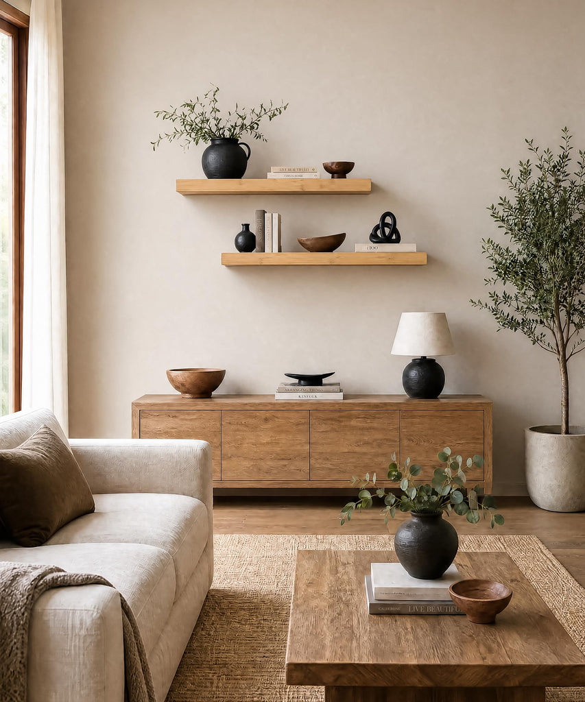 Bamboo Floating Shelves for Wall, 9.25 Inch Deep Unfinished Shelves