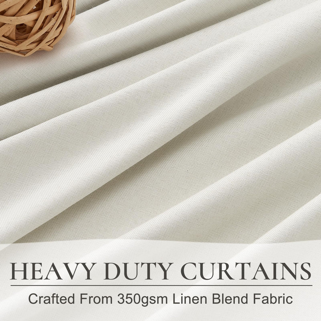 Pleated Beige White Curtains 94 Inches Long 2 Panels Burg, Energy Efficient Decorative Total Blackout Curtain Wide