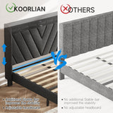 Queen Bed Frame with Headboard, Adjustable Upholstered Platform Bed Frame with Type-C&USB Ports