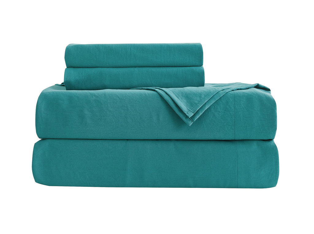 Washed Sheet Set - 4-Piece Extra Soft Breathable Wrinkle & Fade Resistant 14-Inches Deep Pocket Sheets &