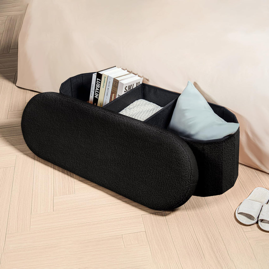 43.3" Sherpa Ottoman with Storage, Black