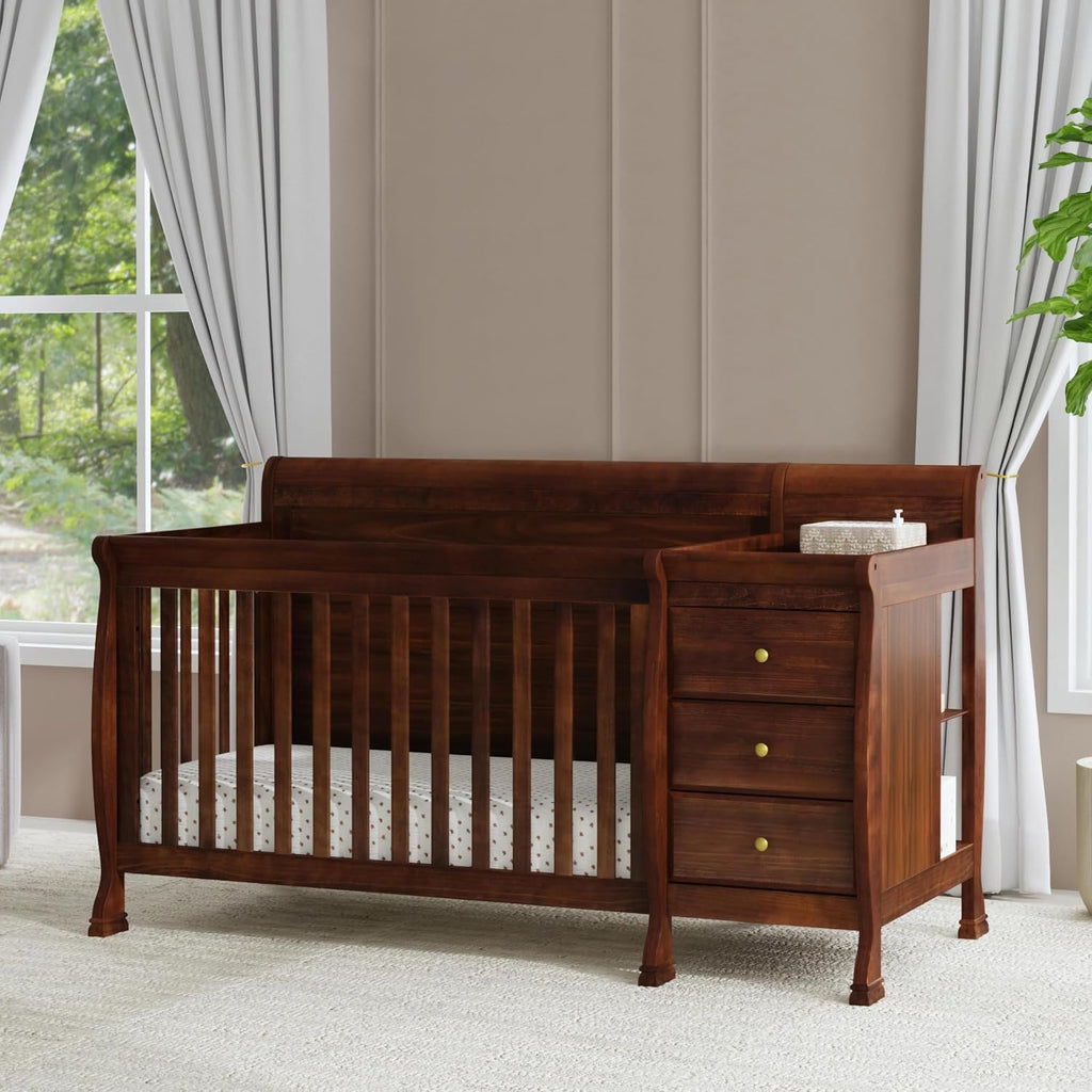 Kalani 4-in-1 Convertible Baby Crib & Changing Table Combo - GREENGUARD Gold Certified - Toddler Bed, Daybed