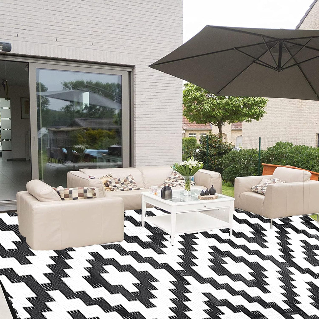 9' x 12', Plastic Straw Rug, Outdoor Patio Rugs, RV Rug, Large Floor Mat and Rugs for Outdoors, RV, Patio, Backyard