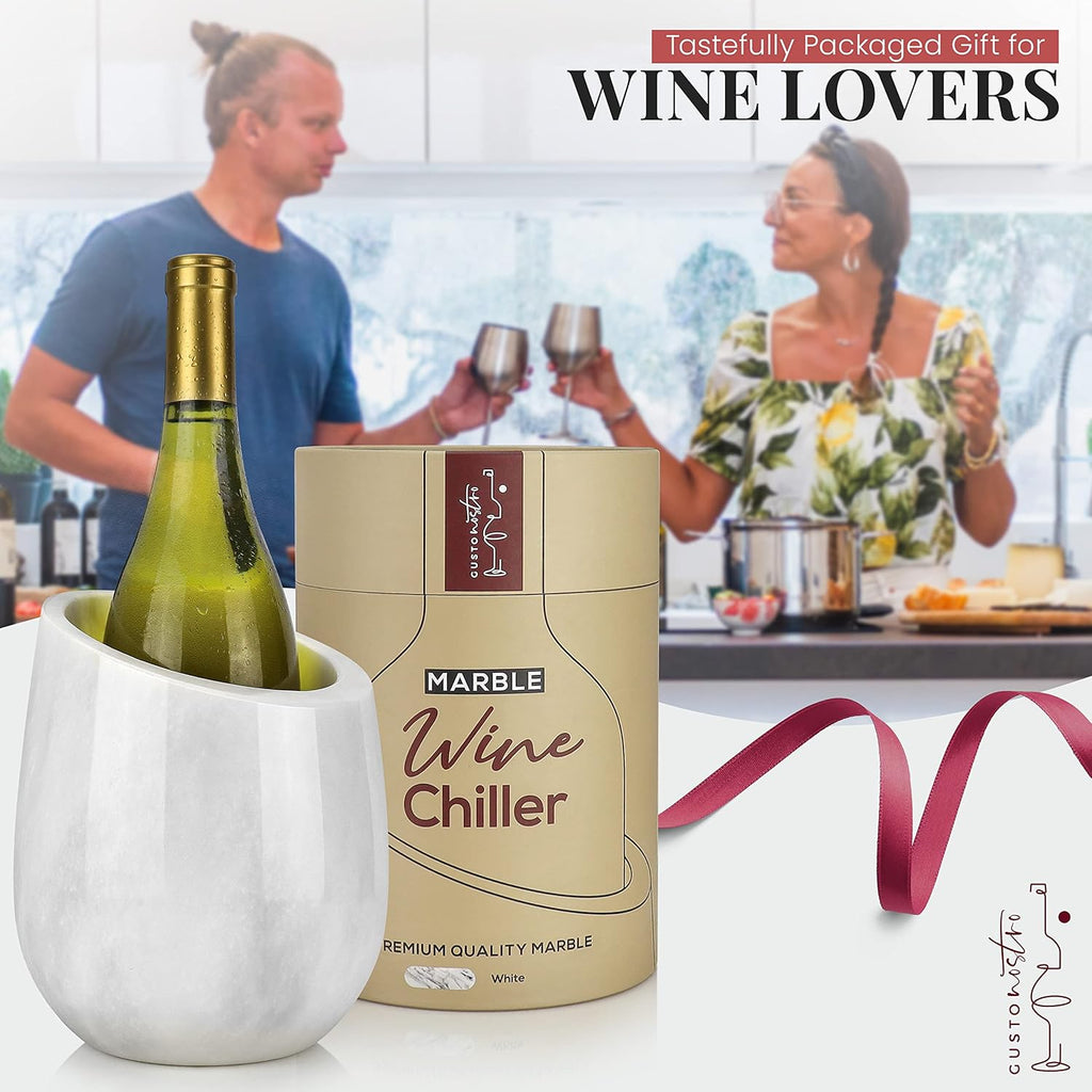 Marble Wine Chiller Bucket - 750ml Wine Bottle Cooler and Champagne Chiller for Party, Kitchen, Bar Cart Decor
