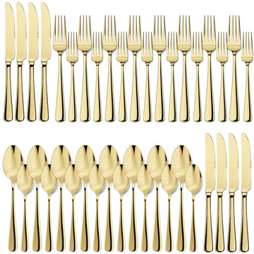 40 Piece Stainless Steel Flatware Set, Cutlery Utensil Silverware Set, Party, Buffet, Banquet, Catering(Gold)