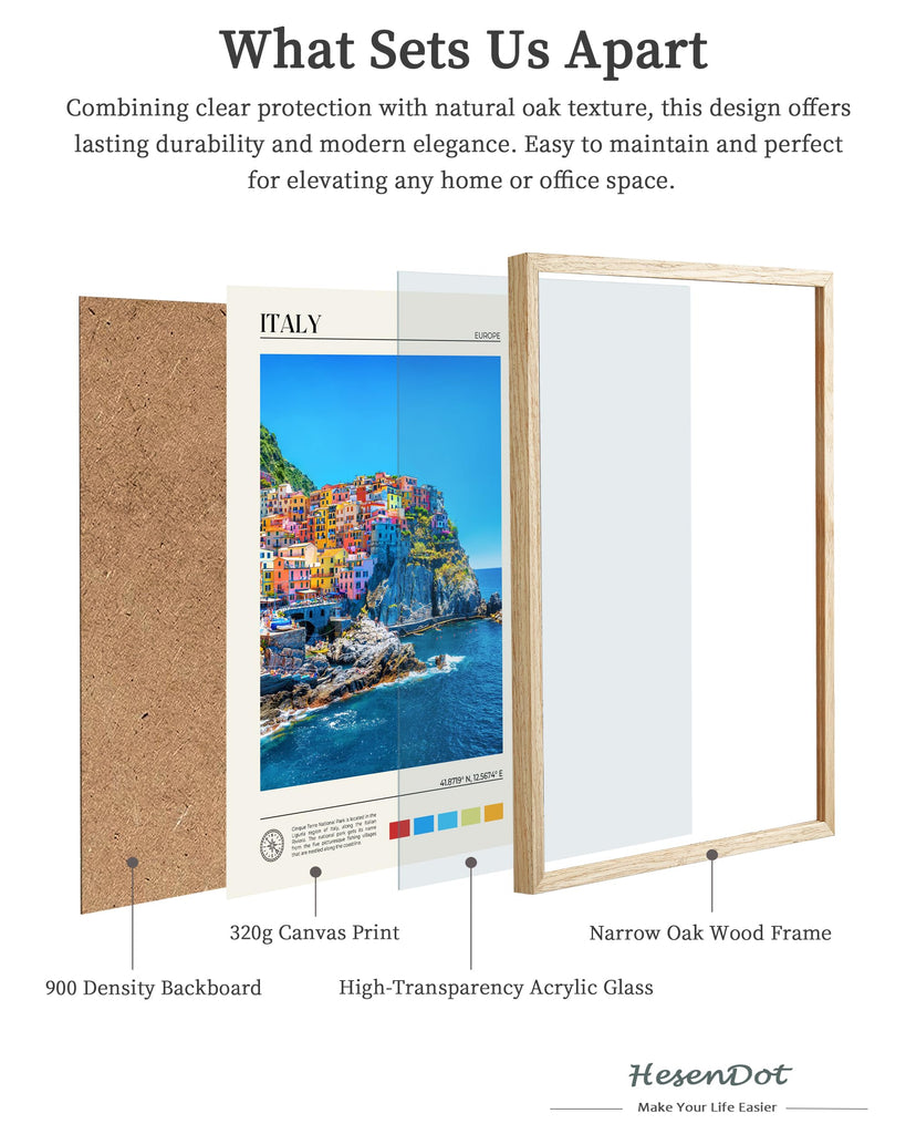 12x16IN Cinque Terre Italy Coastal Framed Wall Print, 1Pack