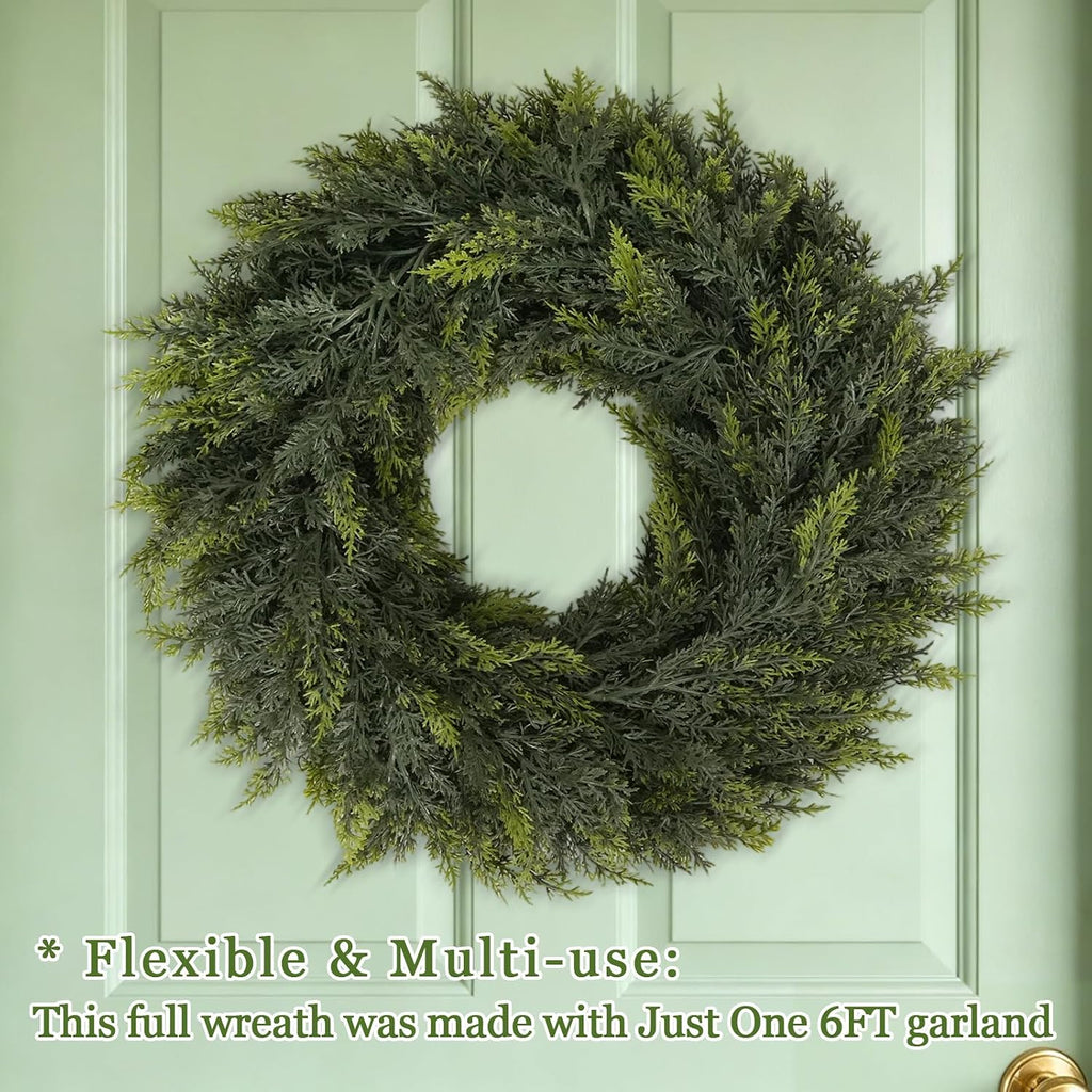 6 Ft 2 Pcs Christmas Garland, Realistic Cedar Garland