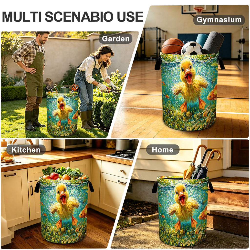 Duck Fish Laundry Basket Foldable Laundry Hamper With Handles Clothes Storage Bucket Organizer Laundry Bag Bathroom