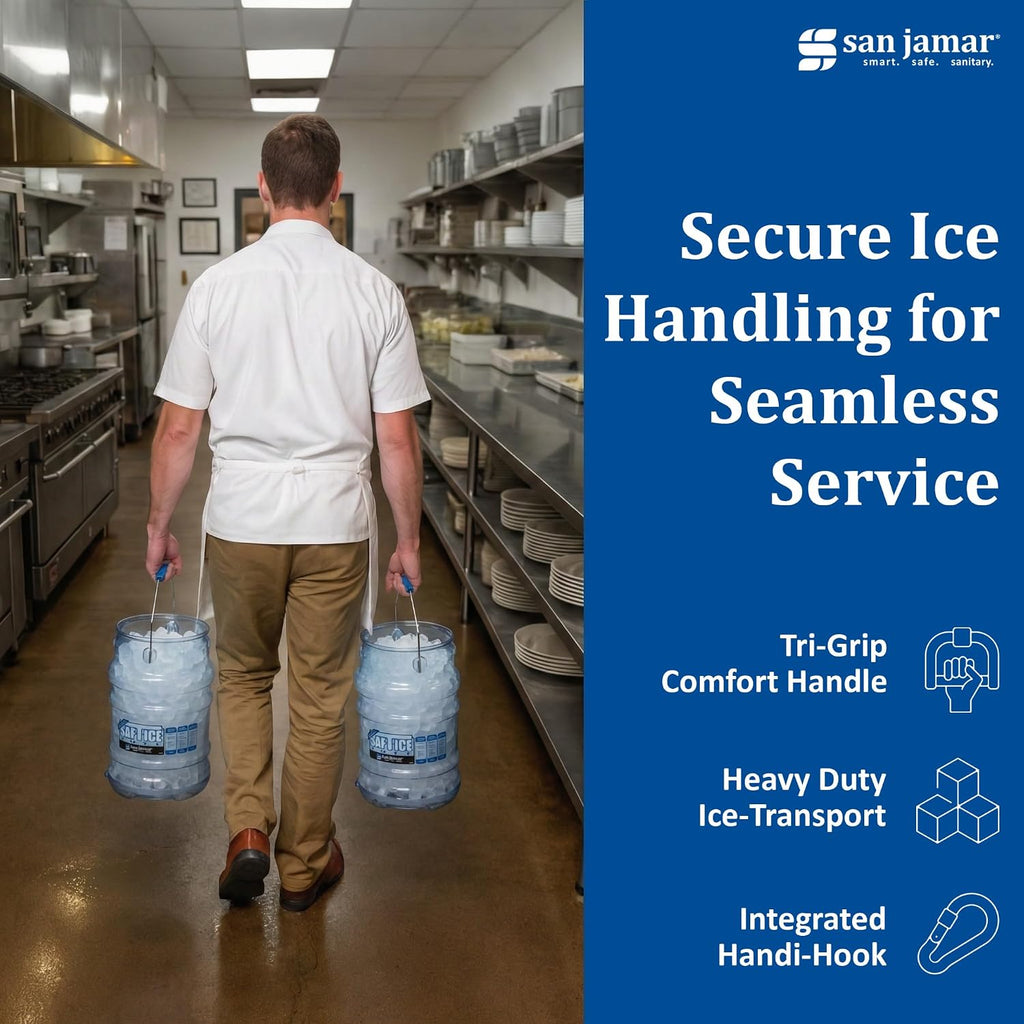 Saf-T-Ice Plastic Ice Tote, Ice Bucket with Drying and Storage Hook for Restaurants, Bars, Catering Events, Buffets