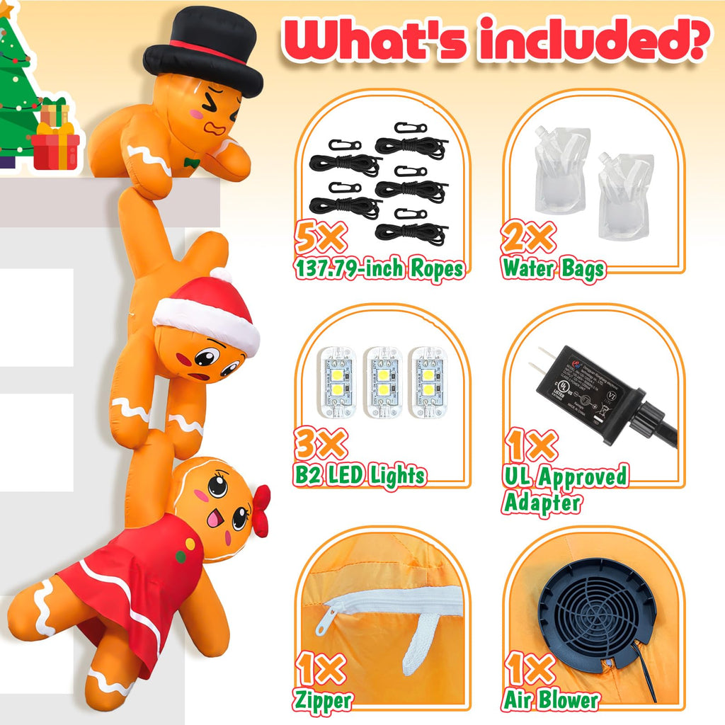 12 FT Giant Gingerbread Inflatable Christmas Decorations Outdoor