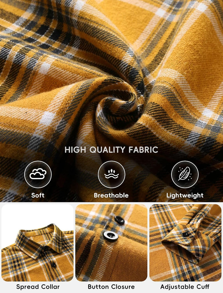 Boys Flannel Shirts Long Sleeve Plaid Button Down Shirt