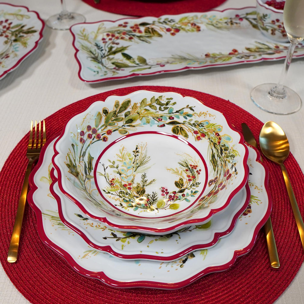 Christmas Gatherings 12 pc Melamine Dinnerware Set, Service for 4