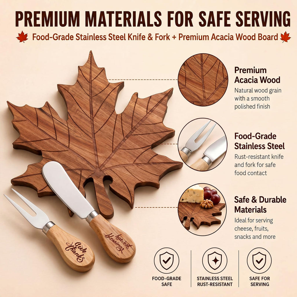 12 Sets Fall Maple Leaf Mini Charcuterie Board Gift, 8.3 x 7.5 in