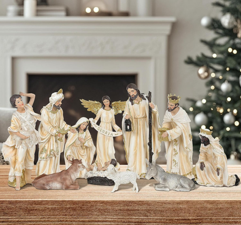 12.5in Nativity Set & Figures, 12-Piece Nativity Scene Figurines