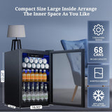 Beverage Refrigerator Cooler 68 Can, Mini Fridge with Glass Door for Beer Drinks