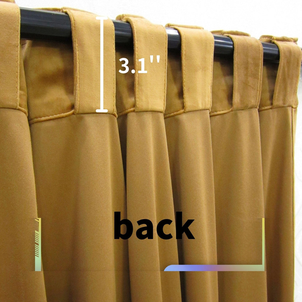 Gold Brown Velvet Curtains 90 inches Long Blackout Curtains