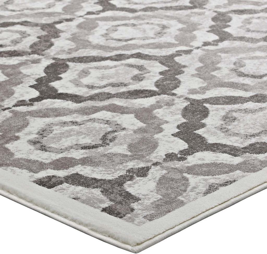 Kalinda Rustic Vintage Moroccan Trellis Area Rug in Brown, Beige and Ivory