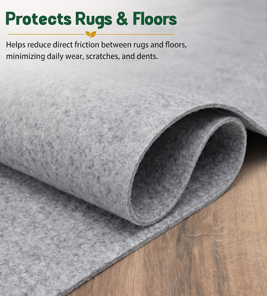 Felt Rug Pad 8x10-1/8 Inch Thick Cushion for 8' x 10' Carpet Mat Liner, Protection Cushioning for Hardwood Tile